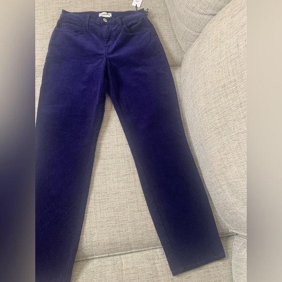 NWT L’AGENCE Sada Crop Slim Corduroy Pants in Navy, Size 25 - Picture 4 of 6